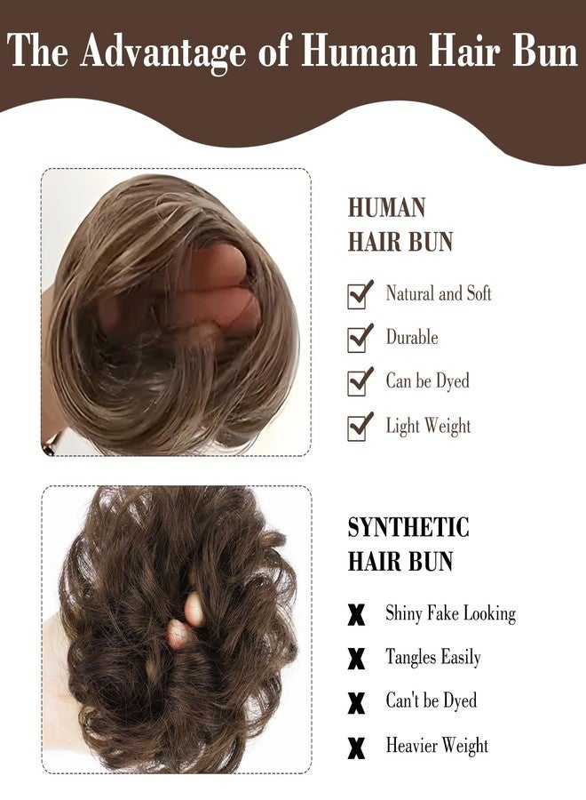 PKRFCJ 2 Pcs Real Hair Bun Wig,Messy Fake Hair Buns Hair Piece,Suitable for Ladies and Girls,Fashionable and Natural(Golden) - Image 3